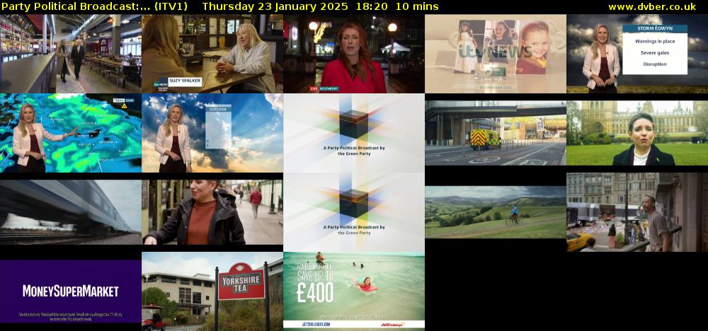Party Political Broadcast:... (ITV1) Thursday 23 January 2025 18:20 - 18:30