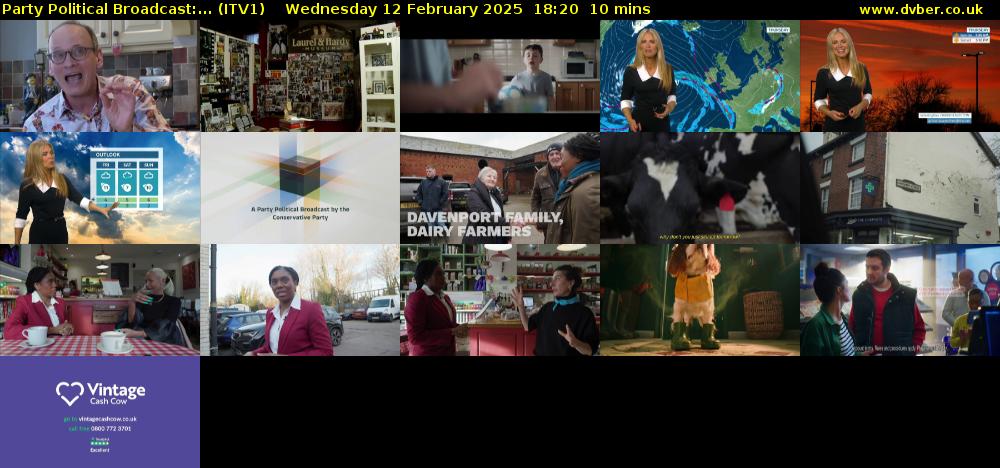 Party Political Broadcast:... (ITV1) Wednesday 12 February 2025 18:20 - 18:30
