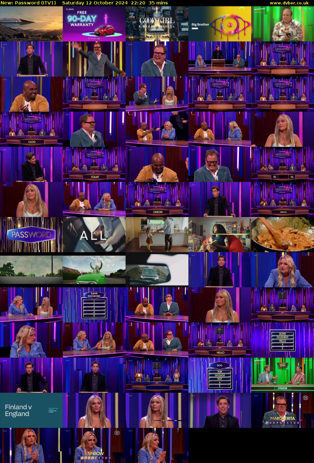 Password (ITV1) Saturday 12 October 2024 22:20 - 22:55