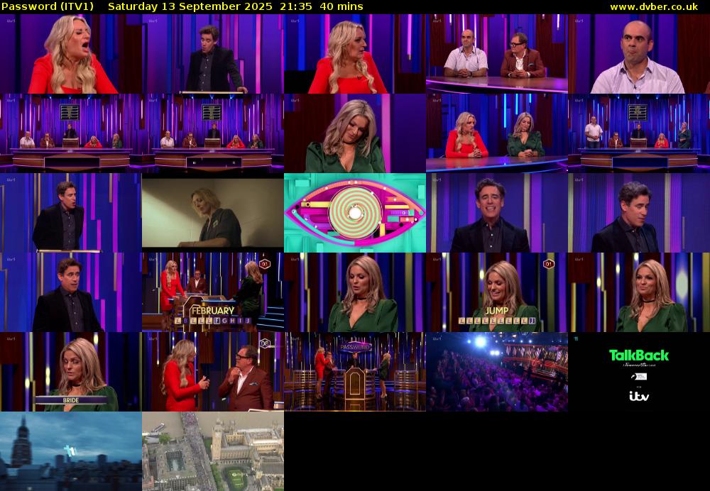 Password (ITV1) Saturday 13 September 2025 21:35 - 22:15