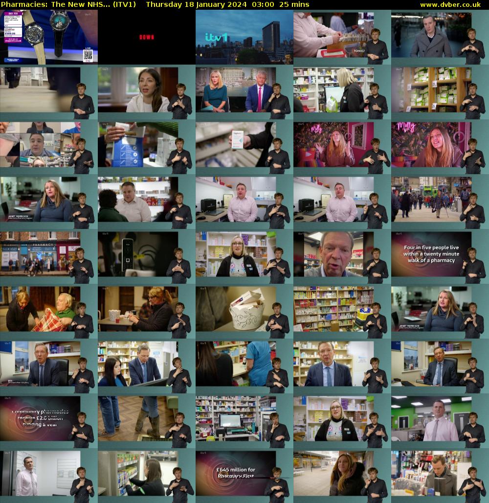 Pharmacies: The New NHS... (ITV1) Thursday 18 January 2024 03:00 - 03:25