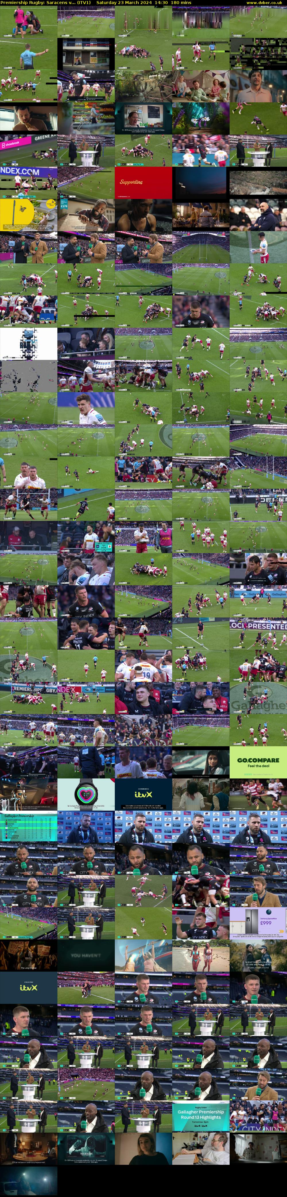 Premiership Rugby: Saracens v... (ITV1) Saturday 23 March 2024 14:30 - 17:30