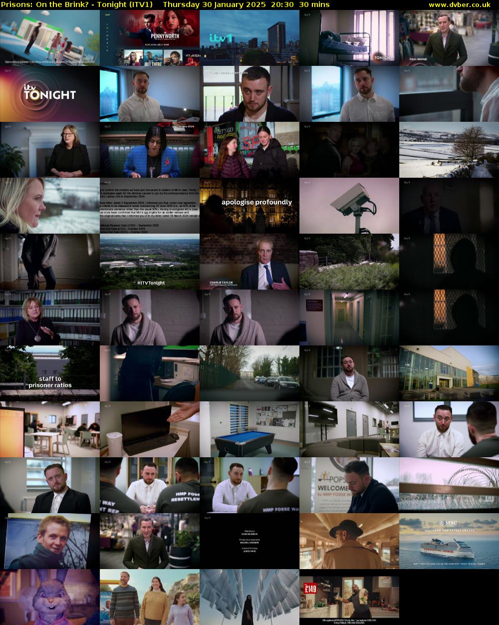 Prisons: On the Brink? - Tonight (ITV1) Thursday 30 January 2025 20:30 - 21:00