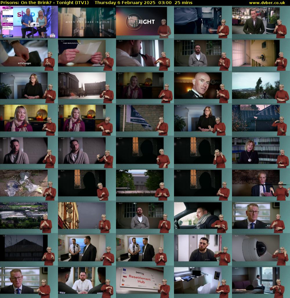 Prisons: On the Brink? - Tonight (ITV1) Thursday 6 February 2025 03:00 - 03:25