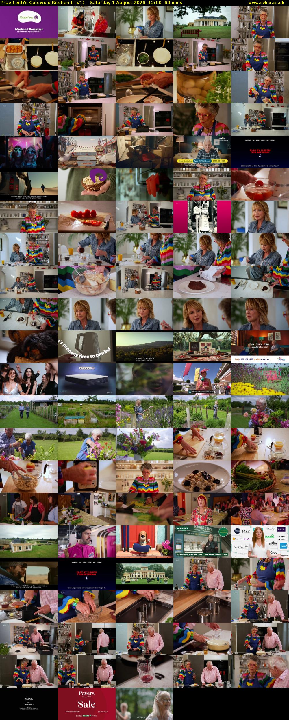 Prue Leith's Cotswold Kitchen (ITV1) Saturday 1 August 2026 12:00 - 13:00
