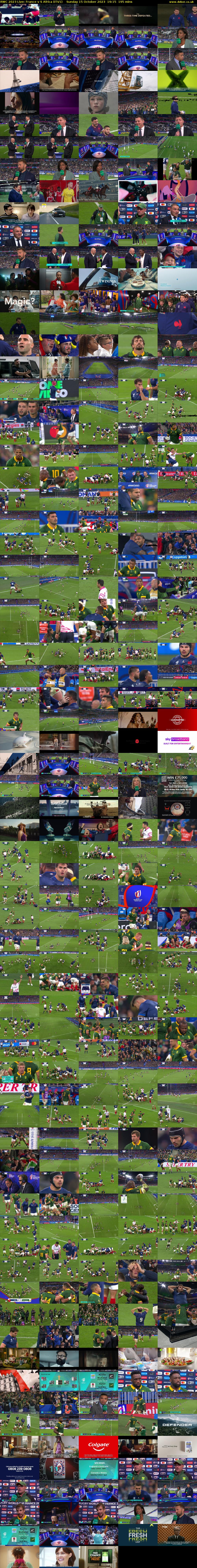 RWC 2023 Live: France v S Africa (ITV1) Sunday 15 October 2023 19:15 - 22:30