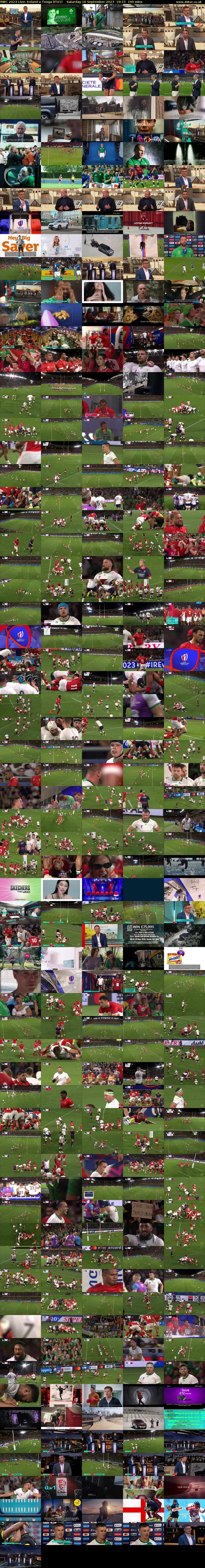 RWC 2023 Live: Ireland v Tonga (ITV1) Saturday 16 September 2023 19:15 - 22:25