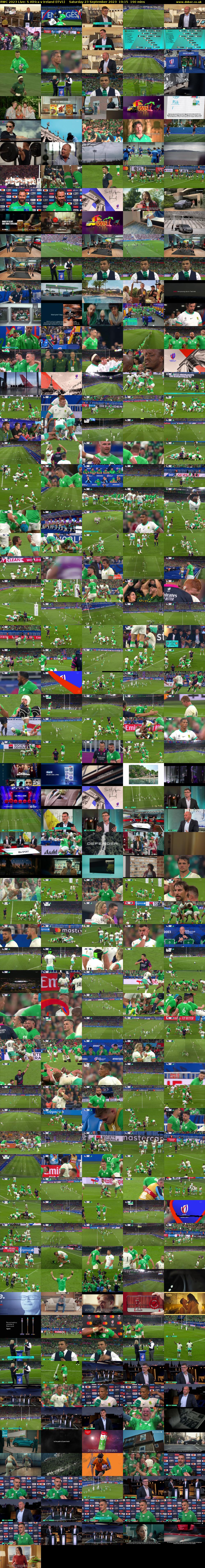 RWC 2023 Live: S Africa v Ireland (ITV1) Saturday 23 September 2023 19:15 - 22:25
