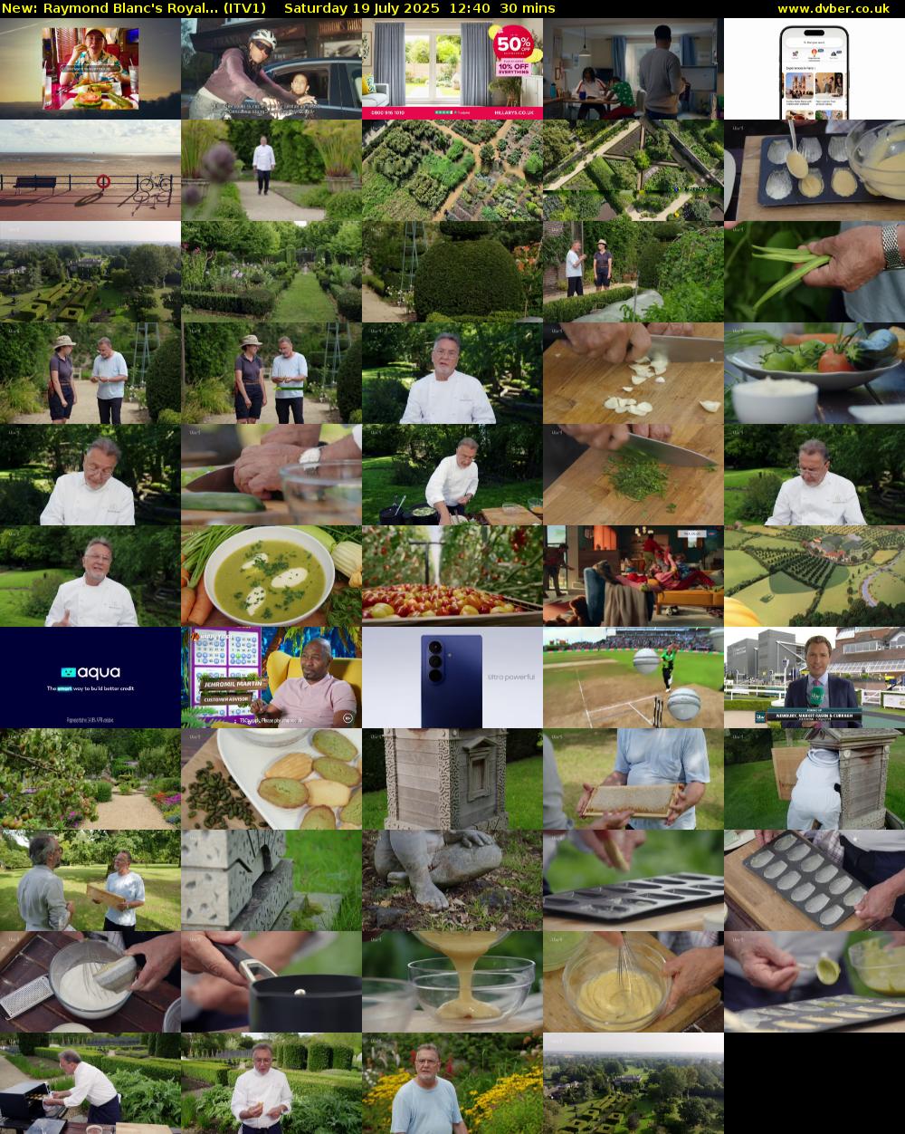 Raymond Blanc's Royal... (ITV1) Saturday 19 July 2025 12:40 - 13:10