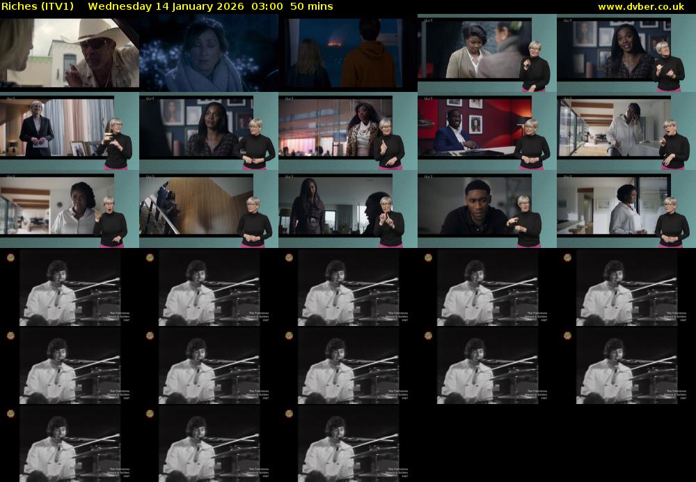 Riches (ITV1) Wednesday 14 January 2026 03:00 - 03:50