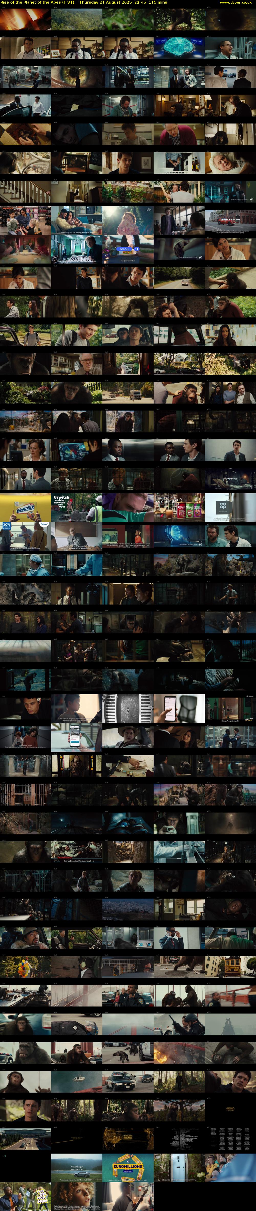 Rise of the Planet of the Apes (ITV1) Thursday 21 August 2025 22:45 - 00:40