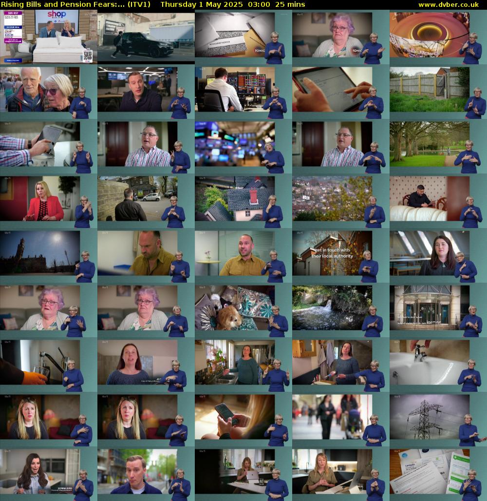 Rising Bills and Pension Fears:... (ITV1) Thursday 1 May 2025 03:00 - 03:25