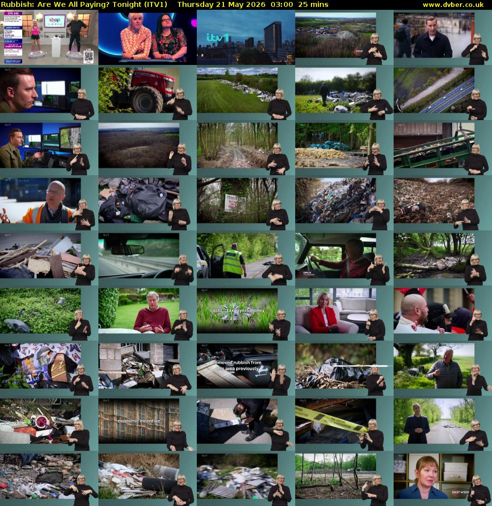 Rubbish: Are We All Paying? Tonight (ITV1) Thursday 21 May 2026 03:00 - 03:25