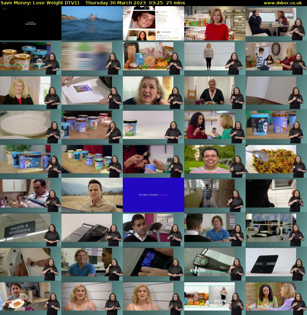 Save Money: Lose Weight (ITV1) Thursday 30 March 2023 03:25 - 03:50