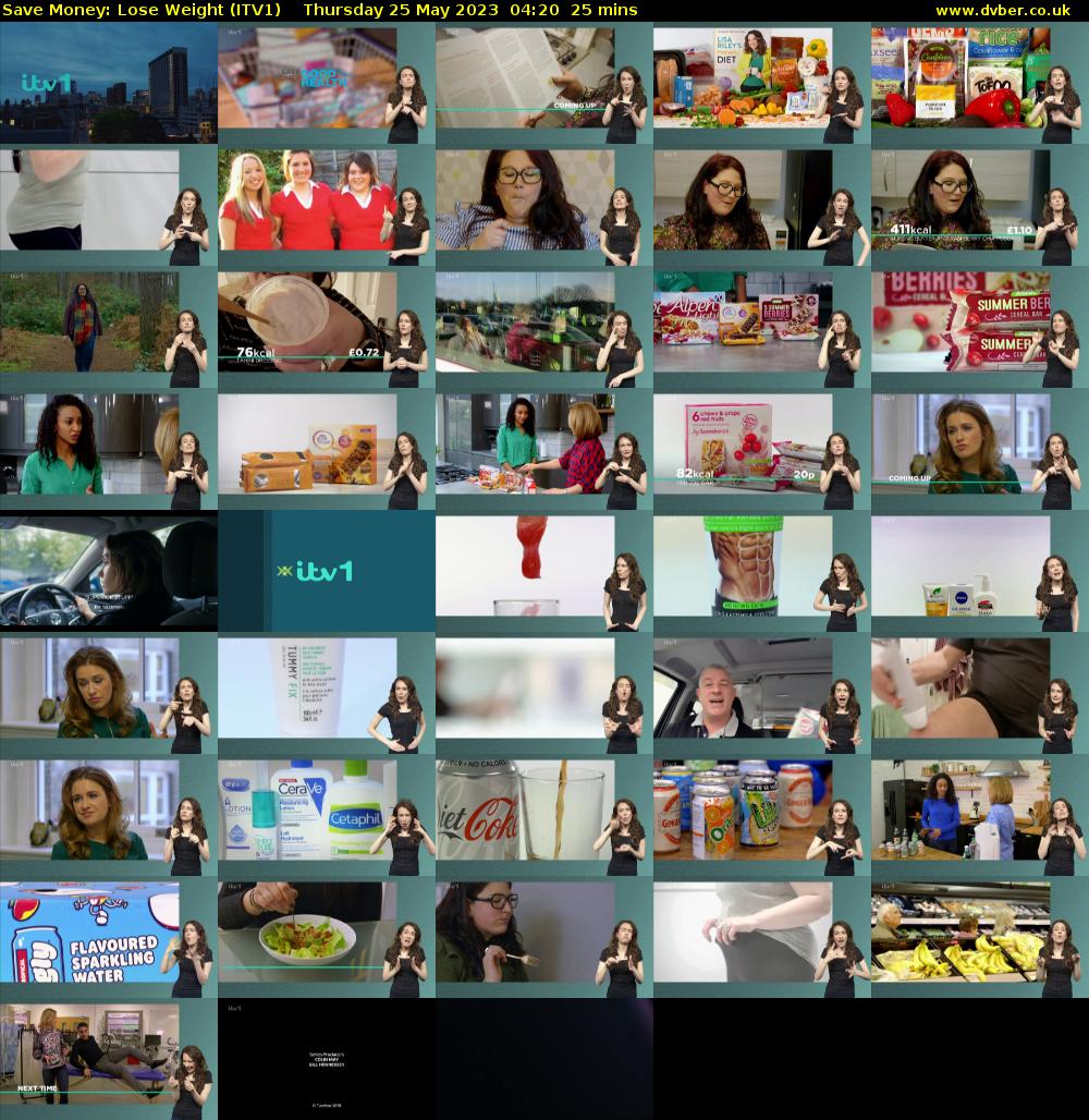 Save Money: Lose Weight (ITV1) Thursday 25 May 2023 04:20 - 04:45