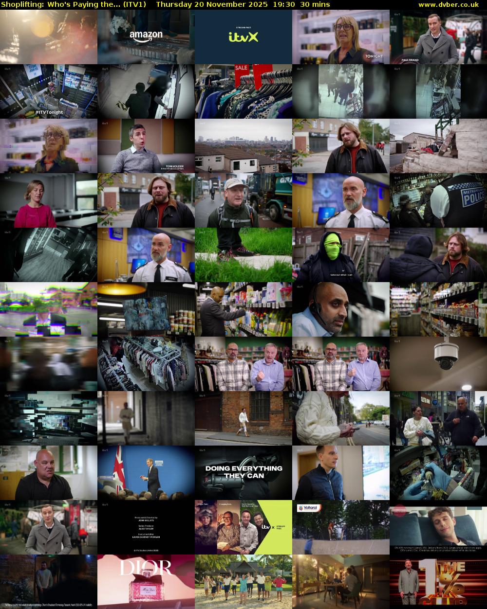 Shoplifting: Who's Paying the... (ITV1) Thursday 20 November 2025 19:30 - 20:00