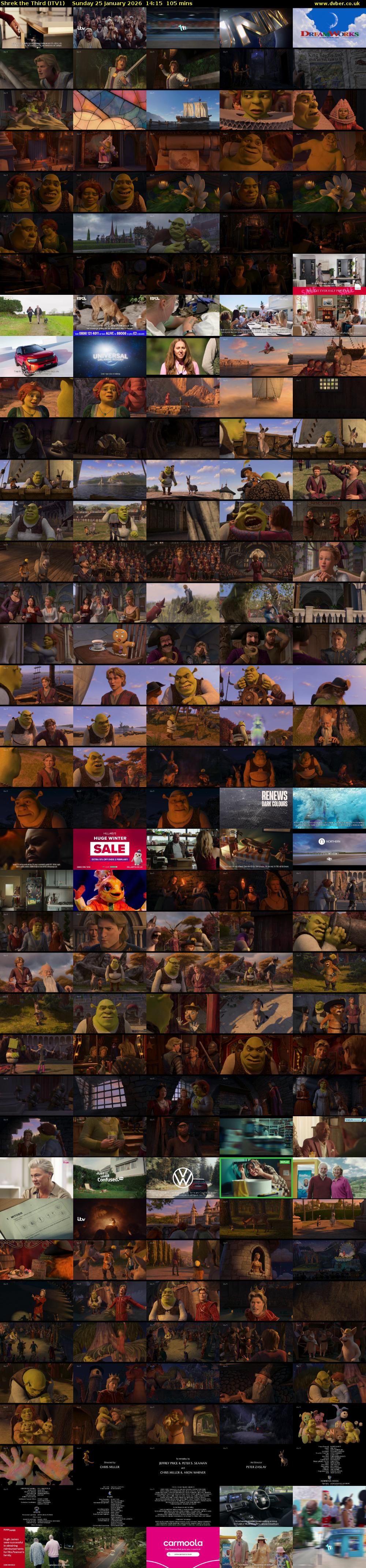 Shrek the Third (ITV1) Sunday 25 January 2026 14:15 - 16:00