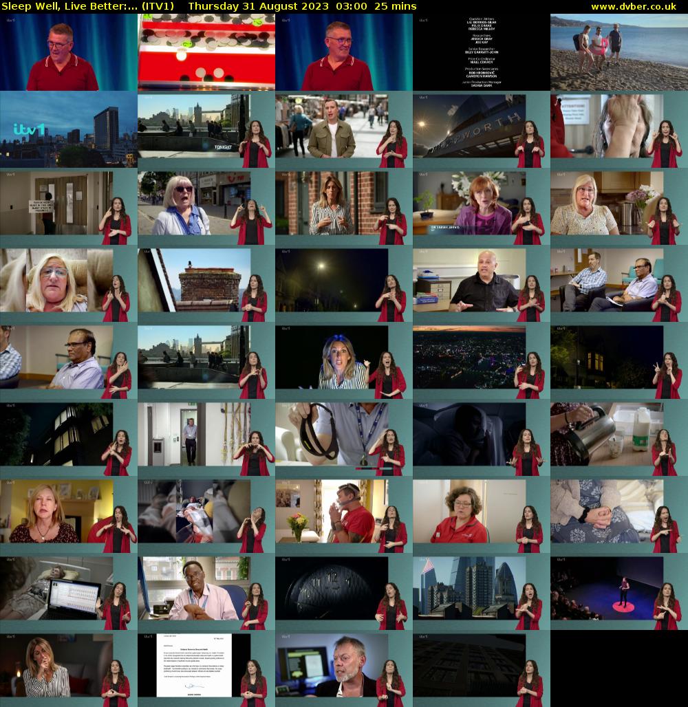 Sleep Well, Live Better:... (ITV1) Thursday 31 August 2023 03:00 - 03:25