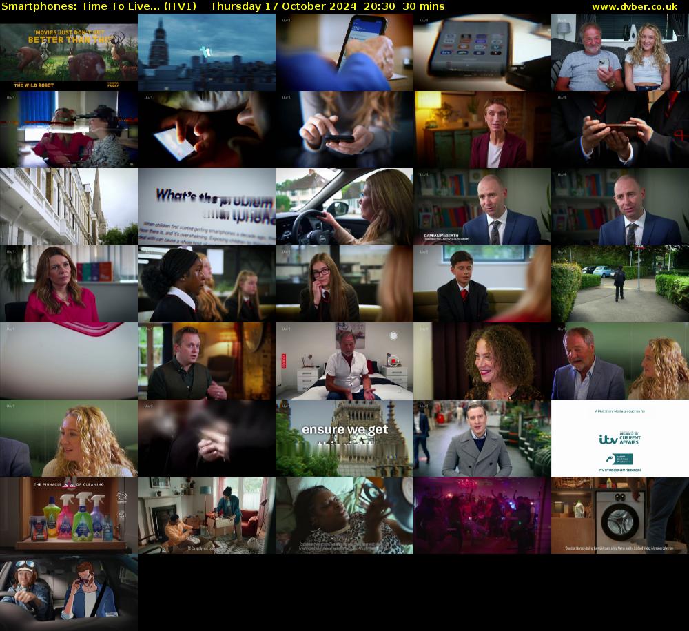 Smartphones: Time To Live... (ITV1) Thursday 17 October 2024 20:30 - 21:00