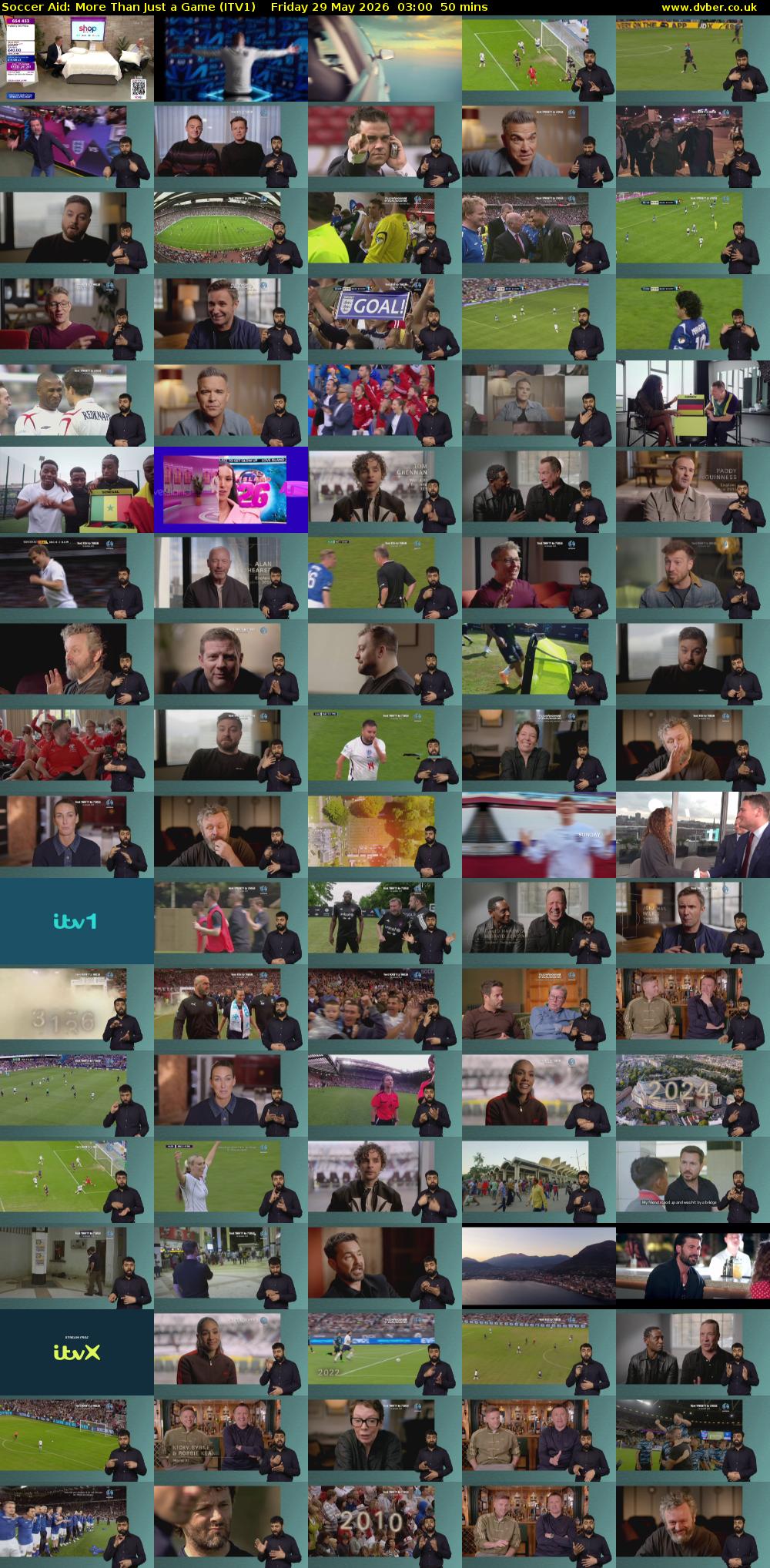 Soccer Aid: More Than Just a Game (ITV1) Friday 29 May 2026 03:00 - 03:50