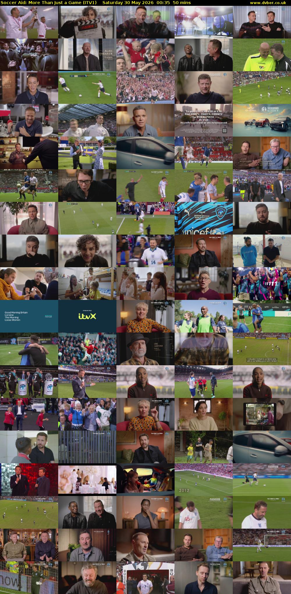 Soccer Aid: More Than Just a Game (ITV1) Saturday 30 May 2026 00:35 - 01:25