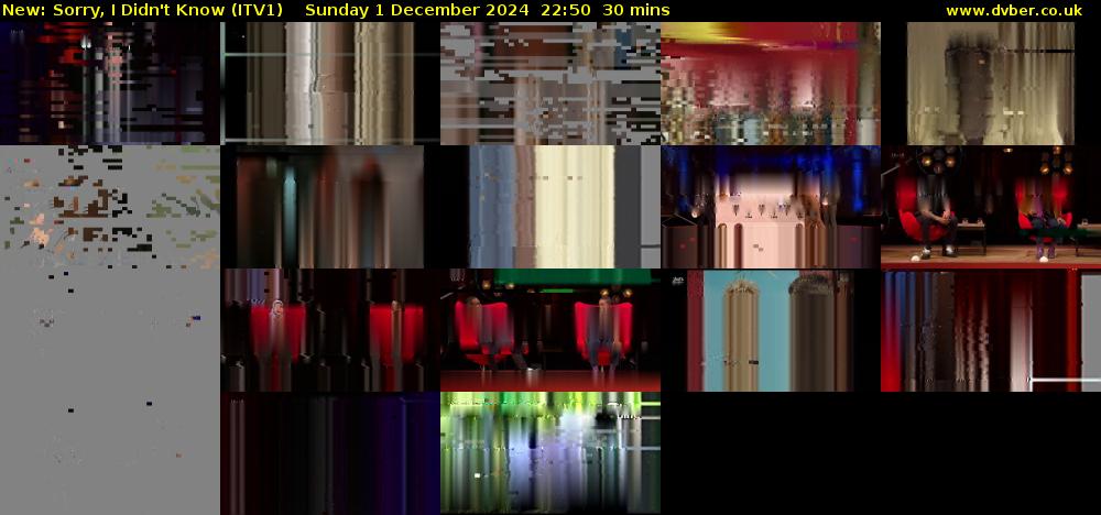 Sorry, I Didn't Know (ITV1) Sunday 1 December 2024 22:50 - 23:20