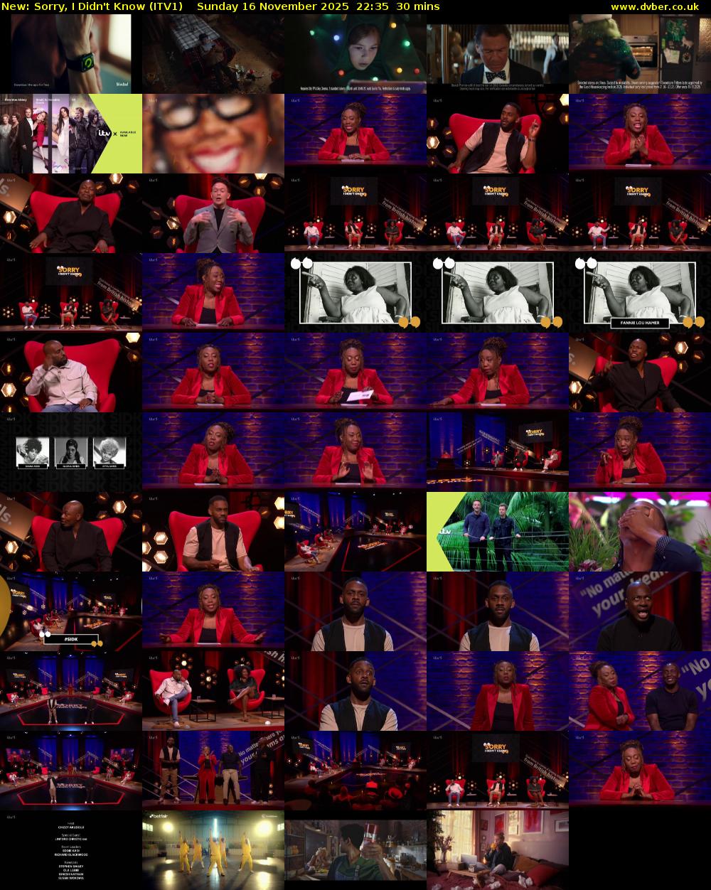 Sorry, I Didn't Know (ITV1) Sunday 16 November 2025 22:35 - 23:05