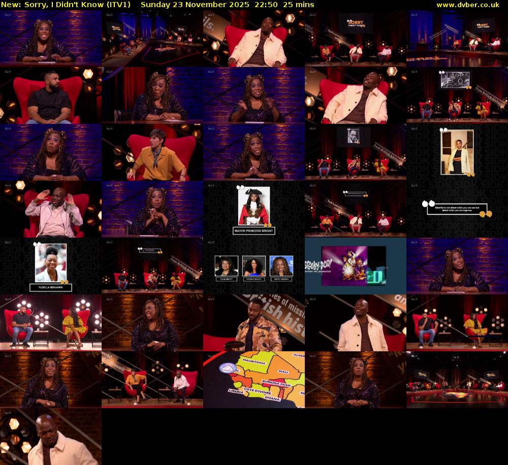 Sorry, I Didn't Know (ITV1) Sunday 23 November 2025 22:50 - 23:15