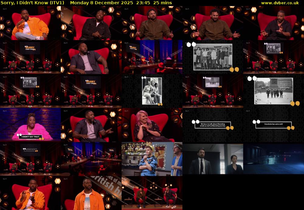 Sorry, I Didn't Know (ITV1) Monday 8 December 2025 23:45 - 00:10