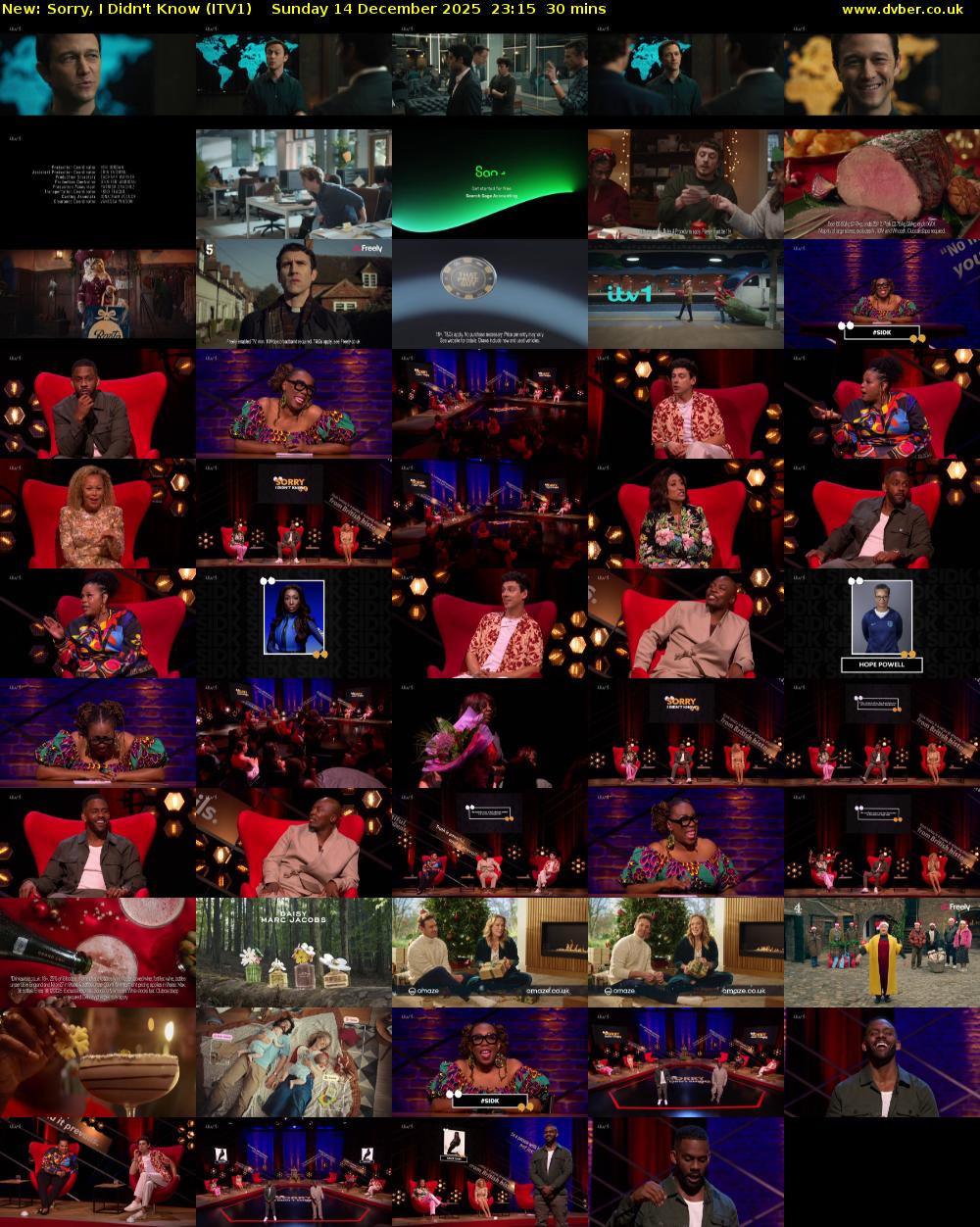 Sorry, I Didn't Know (ITV1) Sunday 14 December 2025 23:15 - 23:45