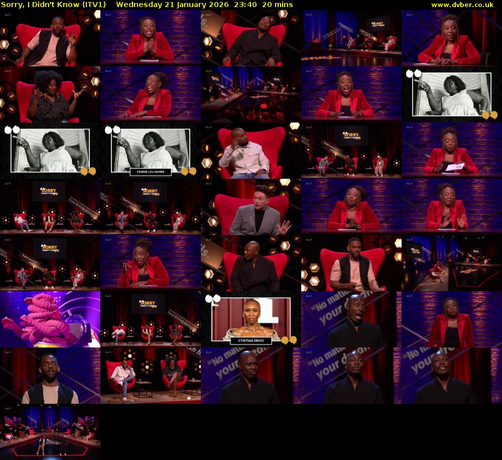 Sorry, I Didn't Know (ITV1) Wednesday 21 January 2026 23:40 - 00:00