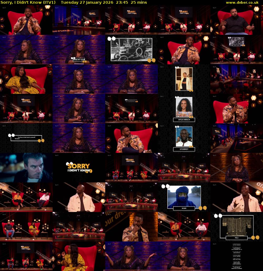 Sorry, I Didn't Know (ITV1) Tuesday 27 January 2026 23:45 - 00:10