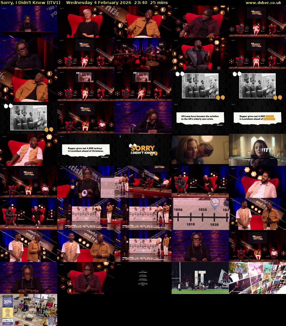 Sorry, I Didn't Know (ITV1) Wednesday 4 February 2026 23:40 - 00:05