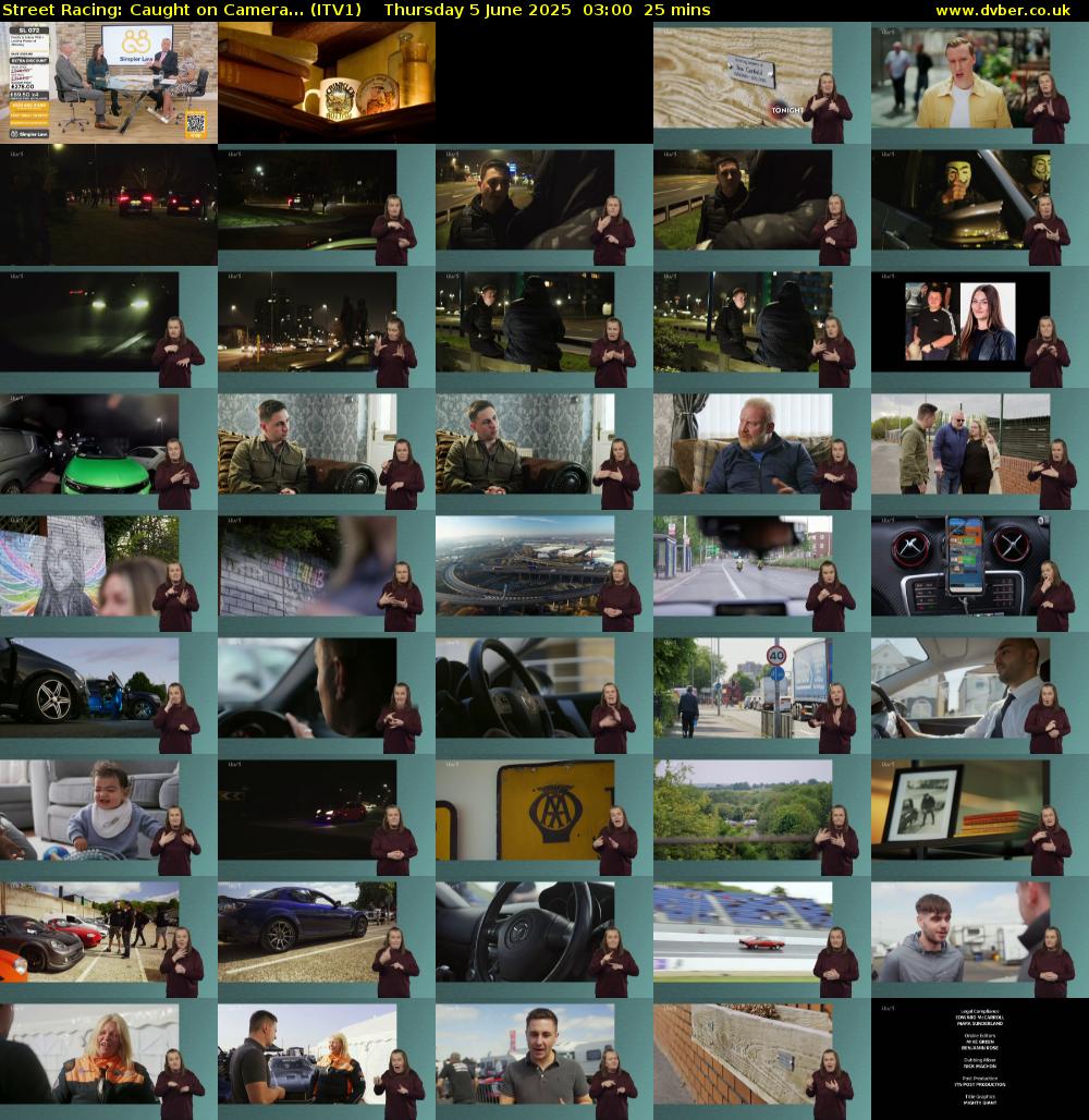 Street Racing: Caught on Camera... (ITV1) Thursday 5 June 2025 03:00 - 03:25