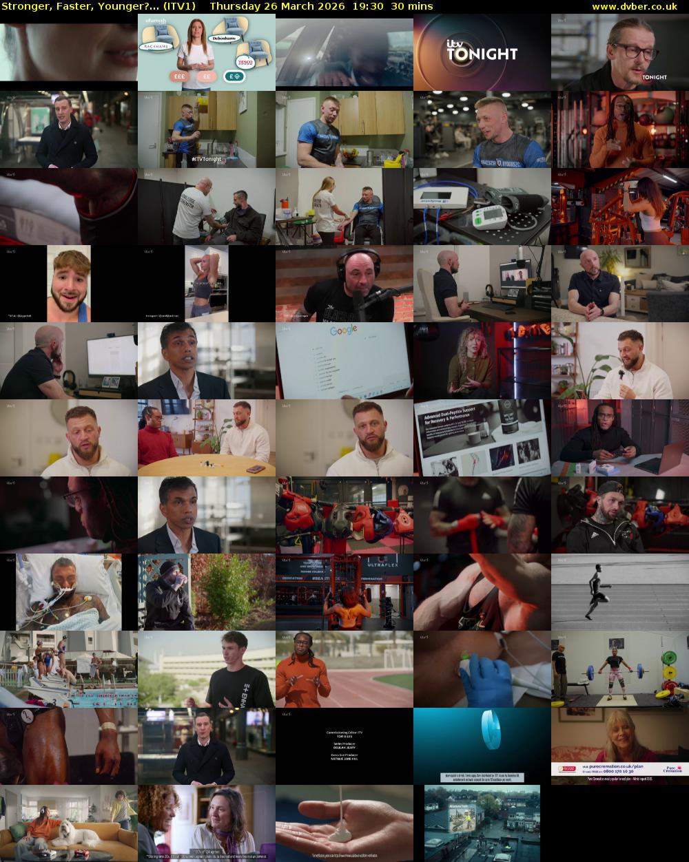 Stronger, Faster, Younger?... (ITV1) Thursday 26 March 2026 19:30 - 20:00