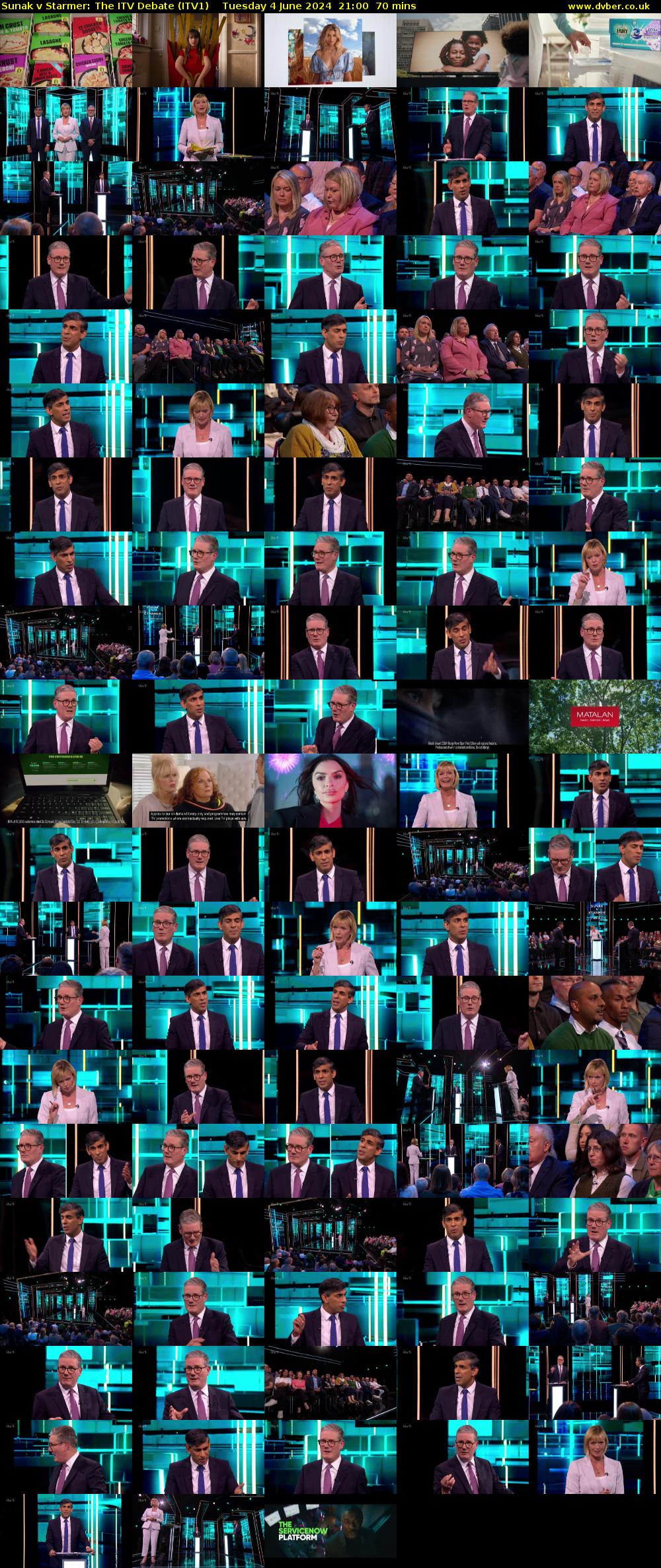 Sunak v Starmer: The ITV Debate (ITV1) Tuesday 4 June 2024 21:00 - 22:10