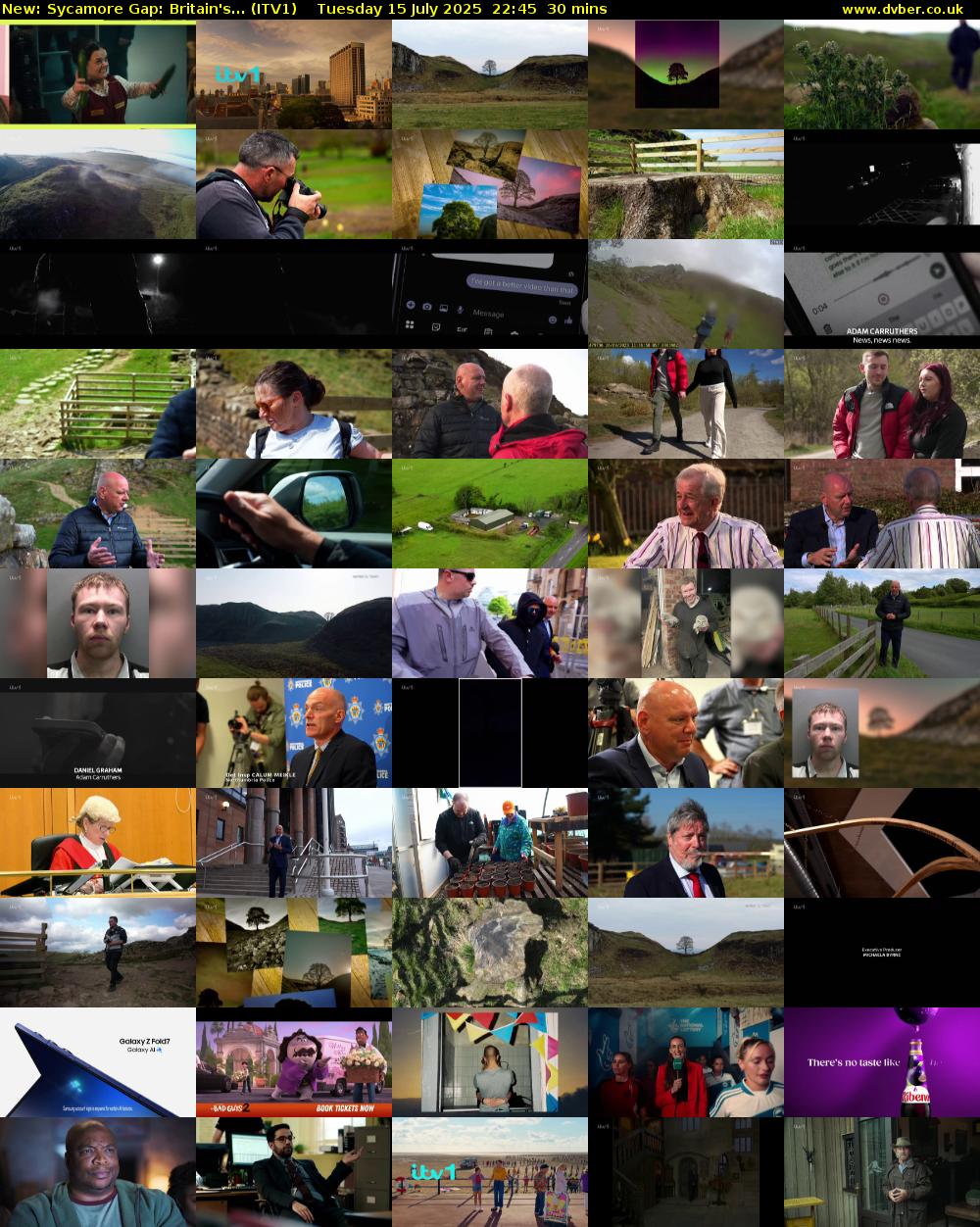 Sycamore Gap: Britain's... (ITV1) Tuesday 15 July 2025 22:45 - 23:15