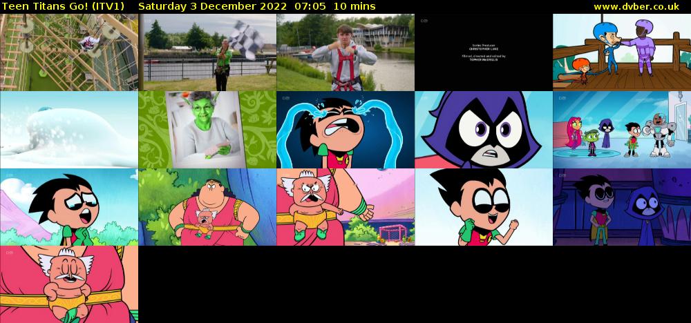 Teen Titans Go! (ITV1) Saturday 3 December 2022 07:05 - 07:15