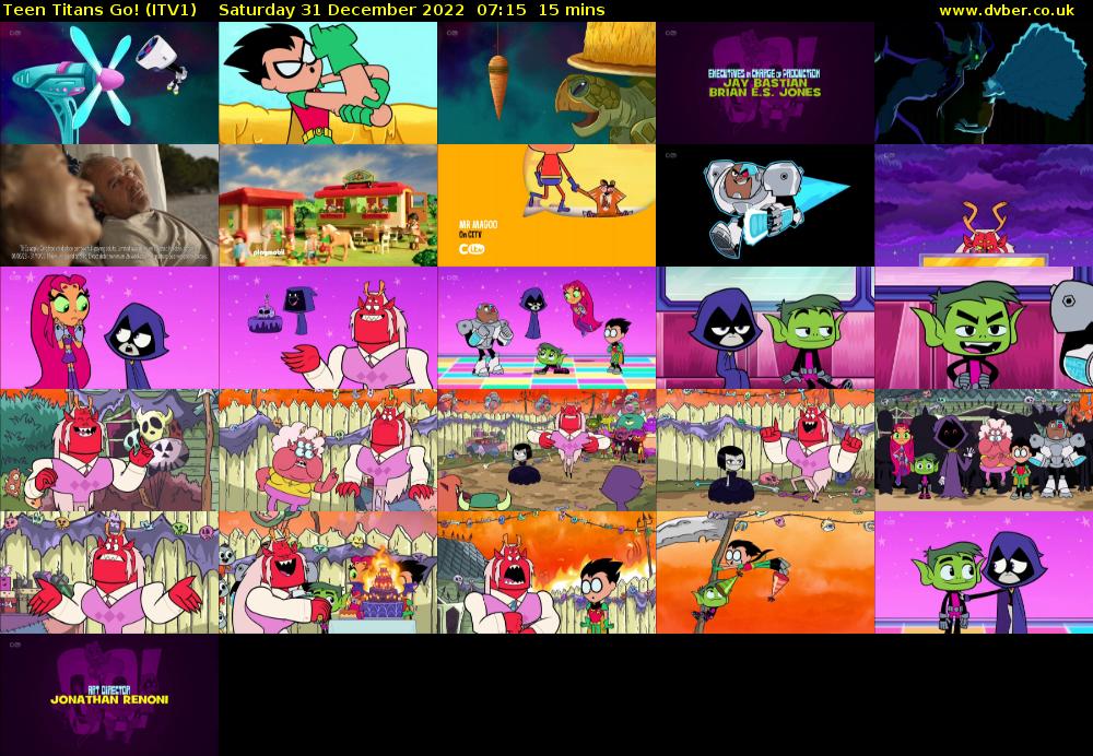 Teen Titans Go! (ITV1) Saturday 31 December 2022 07:15 - 07:30