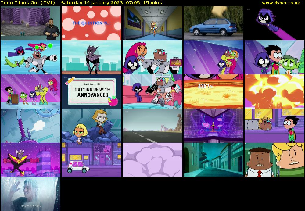 Teen Titans Go! (ITV1) Saturday 14 January 2023 07:05 - 07:20