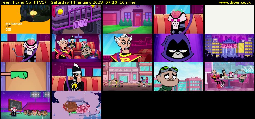 Teen Titans Go! (ITV1) Saturday 14 January 2023 07:20 - 07:30
