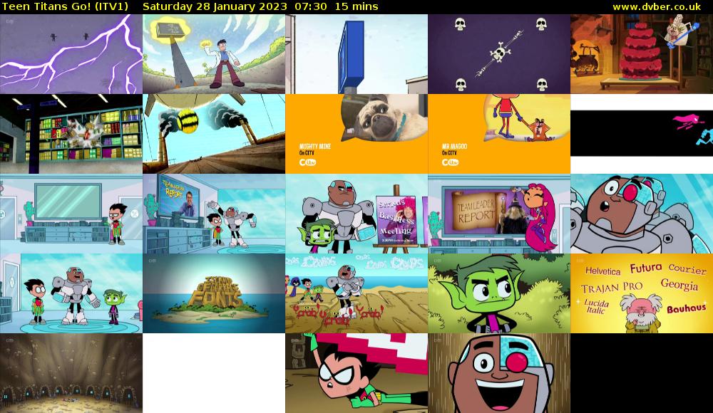 Teen Titans Go! (ITV1) Saturday 28 January 2023 07:30 - 07:45