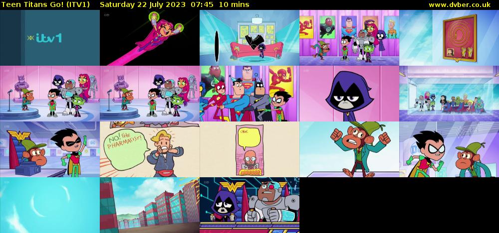 Teen Titans Go! (ITV1) Saturday 22 July 2023 07:45 - 07:55