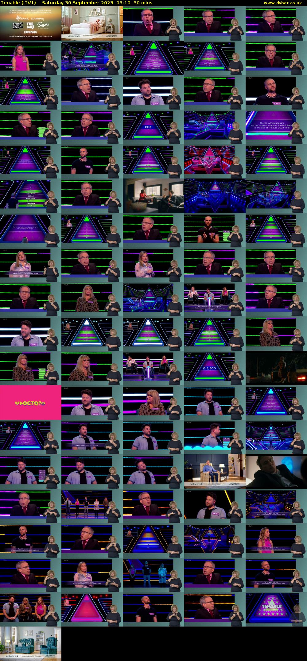 Tenable (ITV1) Saturday 30 September 2023 05:10 - 06:00