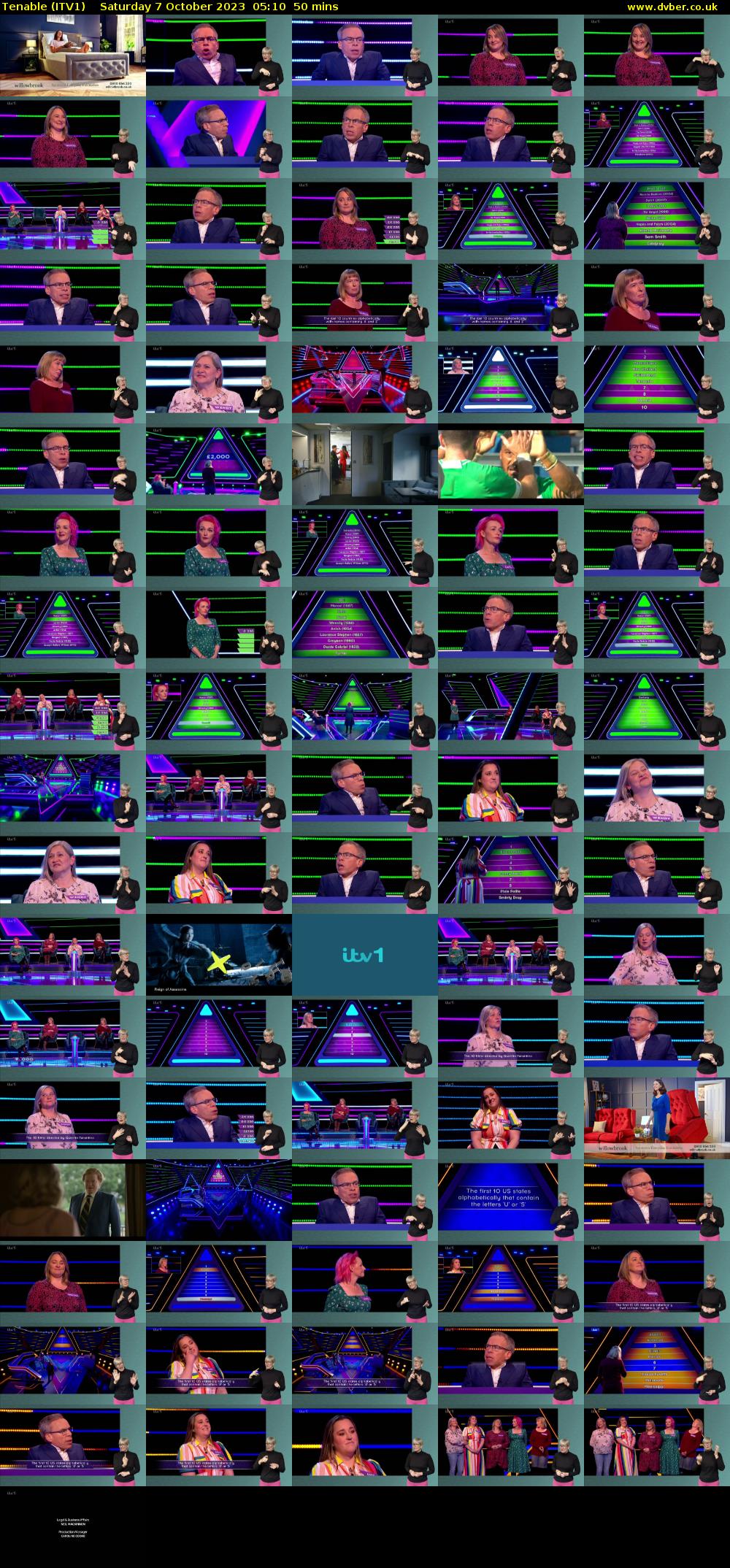 Tenable (ITV1) Saturday 7 October 2023 05:10 - 06:00