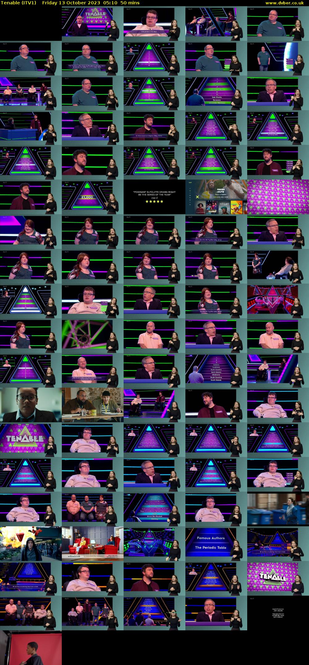Tenable (ITV1) Friday 13 October 2023 05:10 - 06:00
