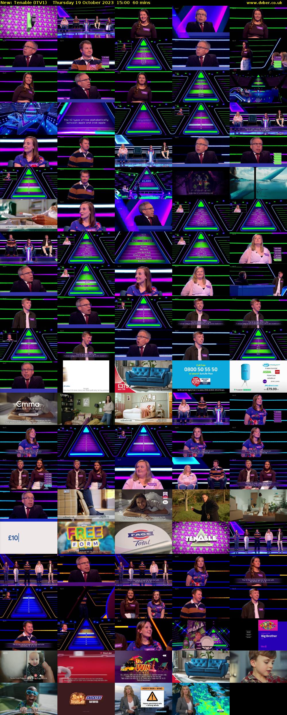 Tenable (ITV1) Thursday 19 October 2023 15:00 - 16:00