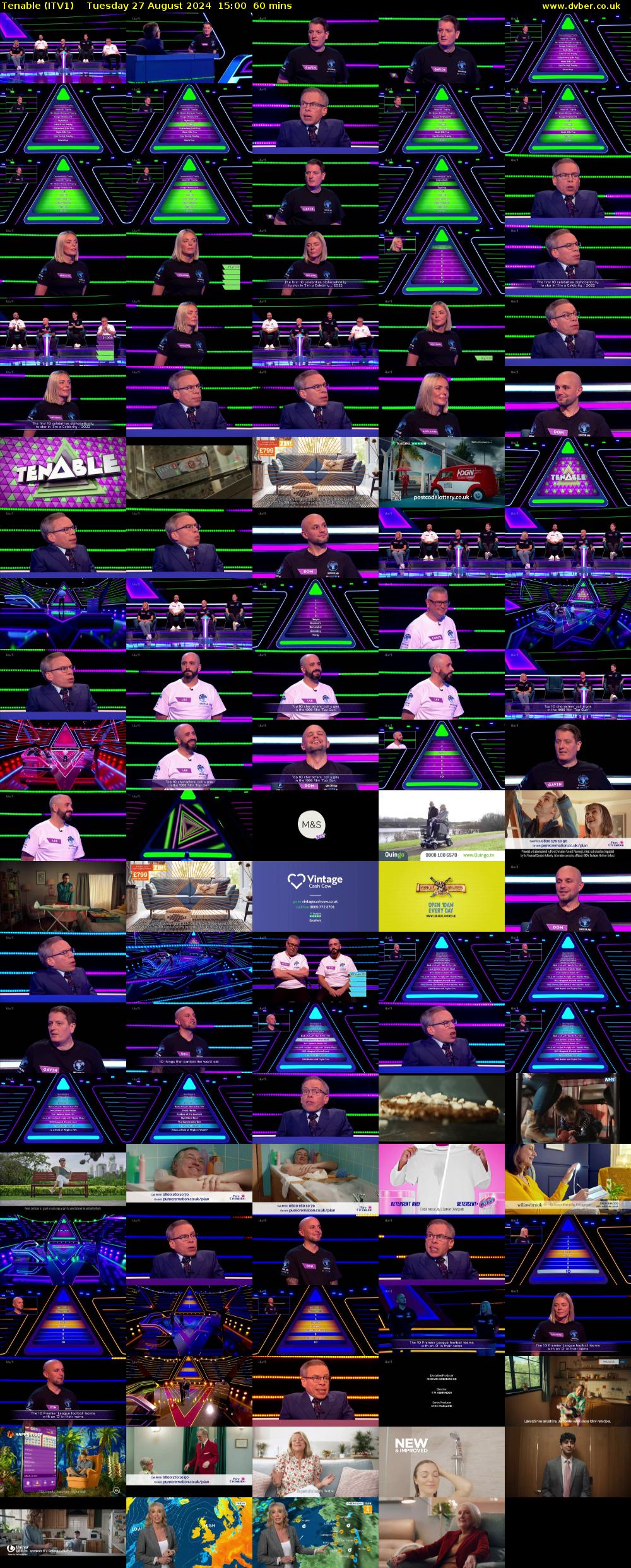 Tenable (ITV1) Tuesday 27 August 2024 15:00 - 16:00