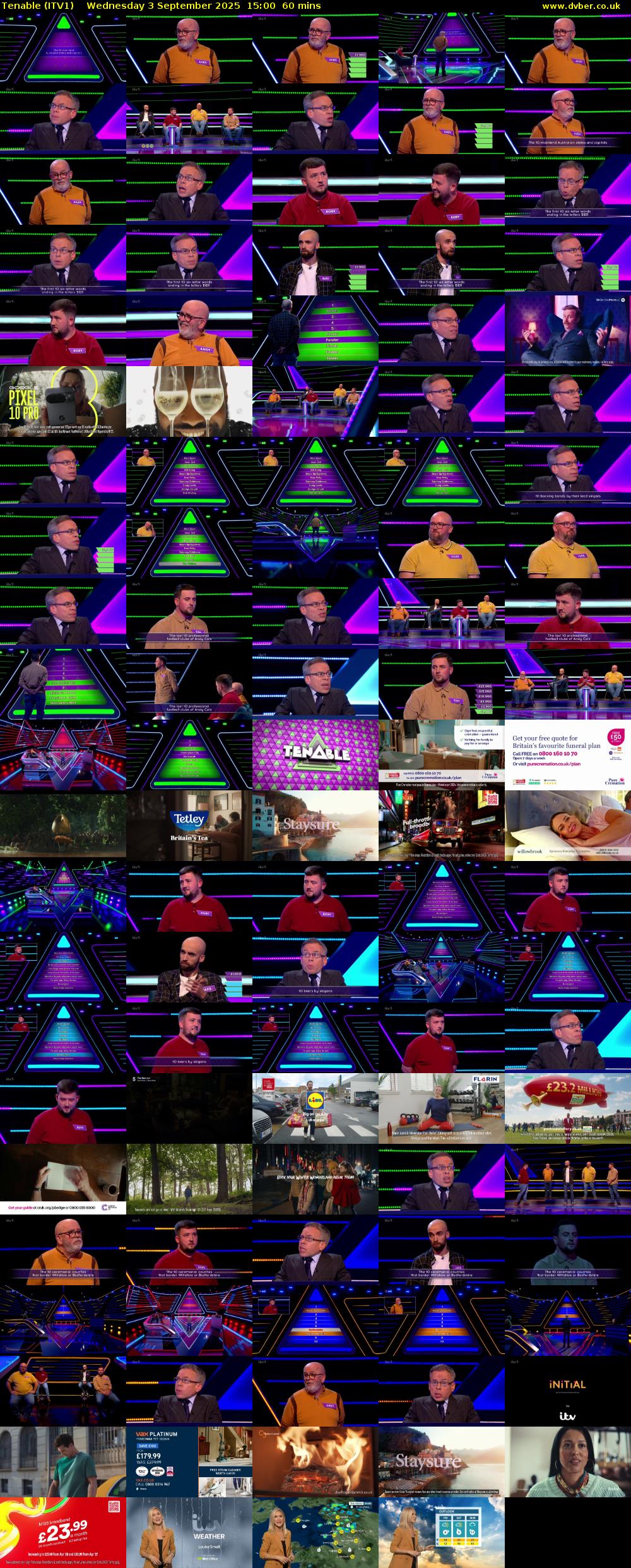 Tenable (ITV1) Wednesday 3 September 2025 15:00 - 16:00