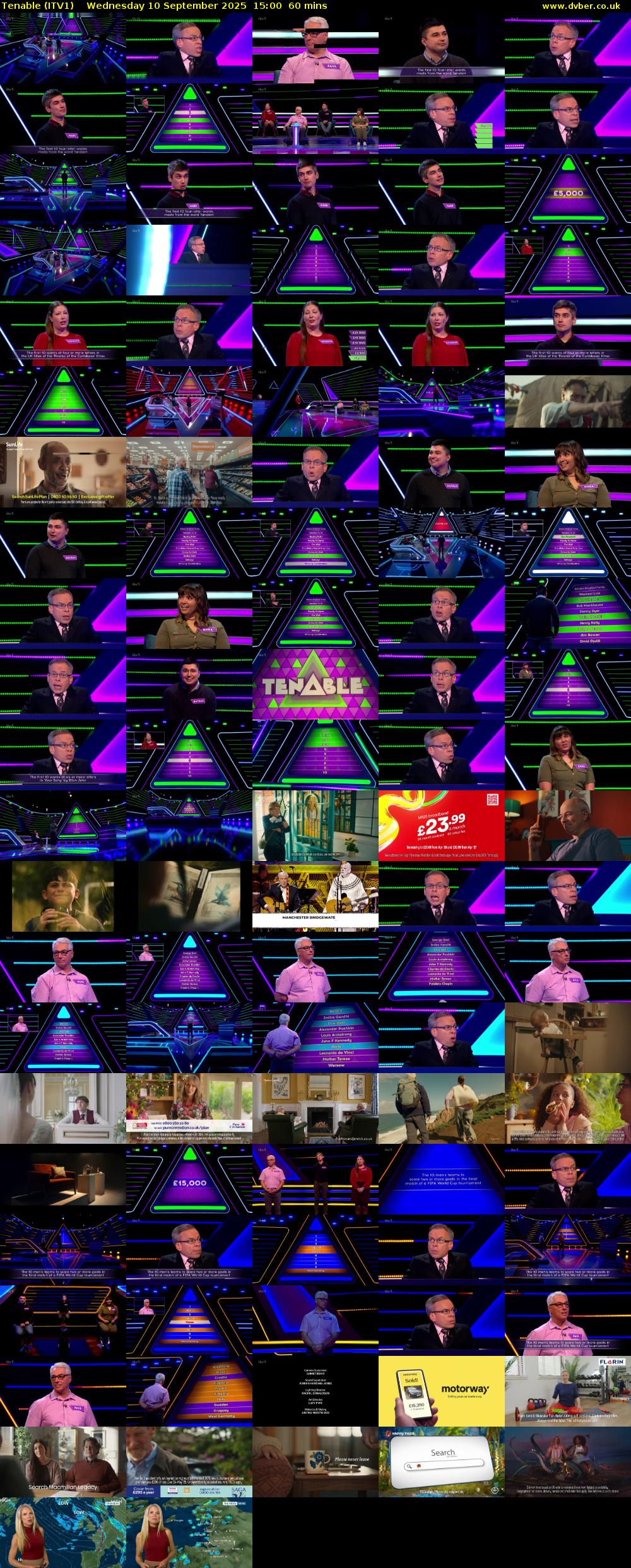 Tenable (ITV1) Wednesday 10 September 2025 15:00 - 16:00